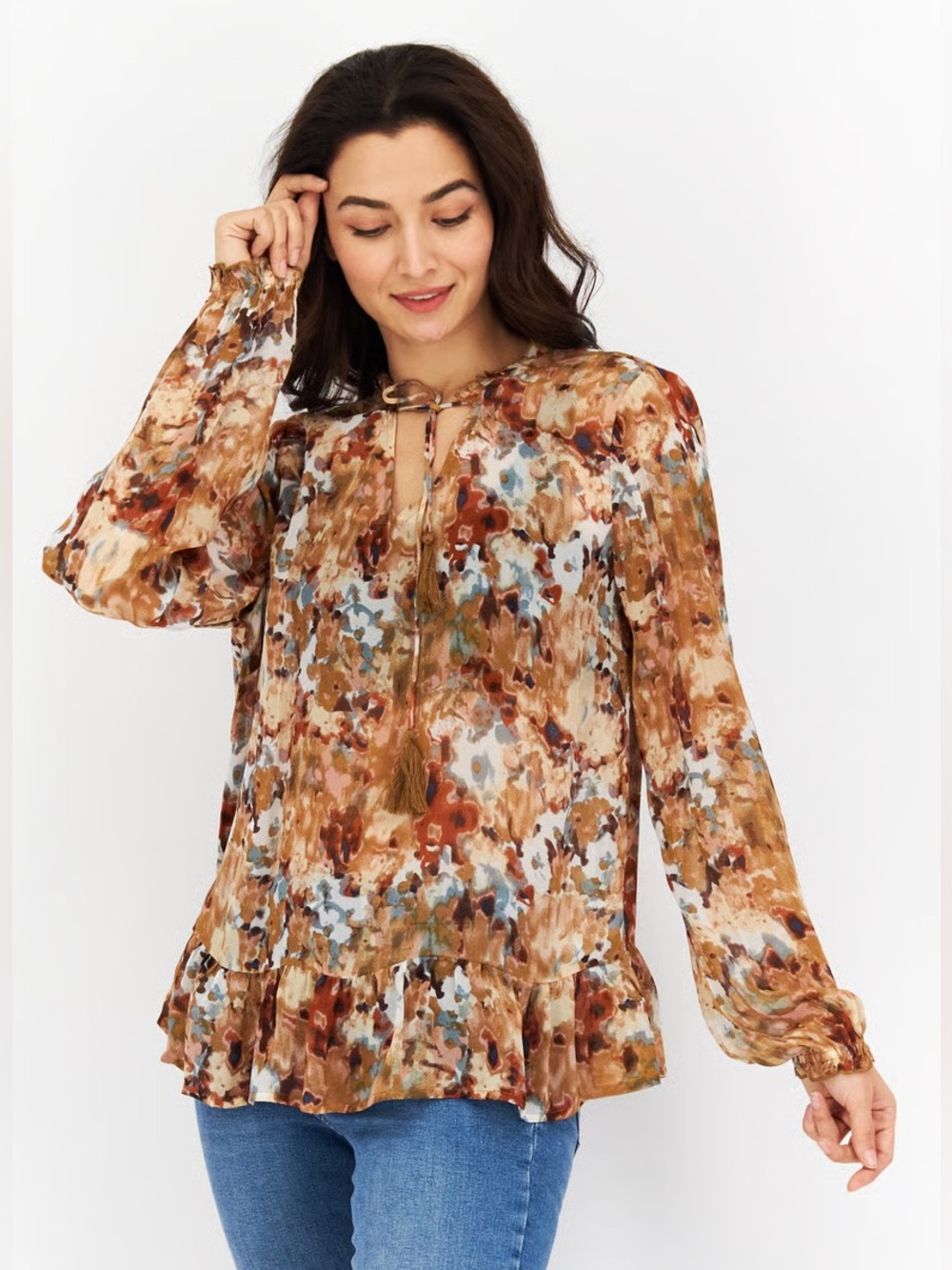 Cream Copenhagen Babette Blouse Long Sleeve Semi Sheer Floral Print